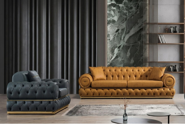 Ensemble de canapé de luxe Chesterfield 3+1 places Ensemble de canapé Fauteuil Canapés Rembourrage