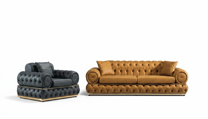 Ensemble de canapé de luxe Chesterfield 3+1 places Ensemble de canapé Fauteuil Canapés Rembourrage