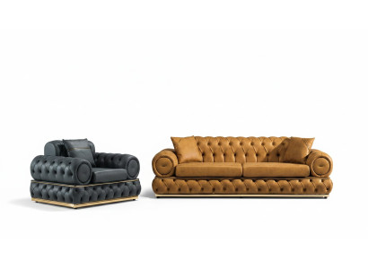 Ensemble de canapé de luxe Chesterfield 3+1 places Ensemble de canapé Fauteuil Canapés Rembourrage