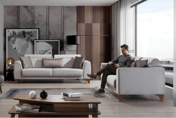 Ensemble de canapés de luxe 3+3 places Suite Design Canapés Canapé Sofa Tissu de rembourrage Design