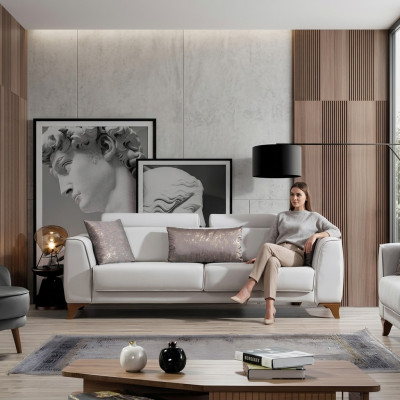 Canapé 3 places Canapés design Sièges rembourrés Design Trois places Mobilier moderne en tissu Neuf