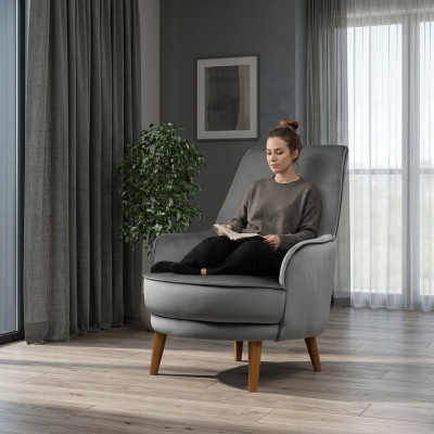 Chaise fauteuil de design moderne Salon Rembourrage Place assise Unique Relax Gris Style Luxe