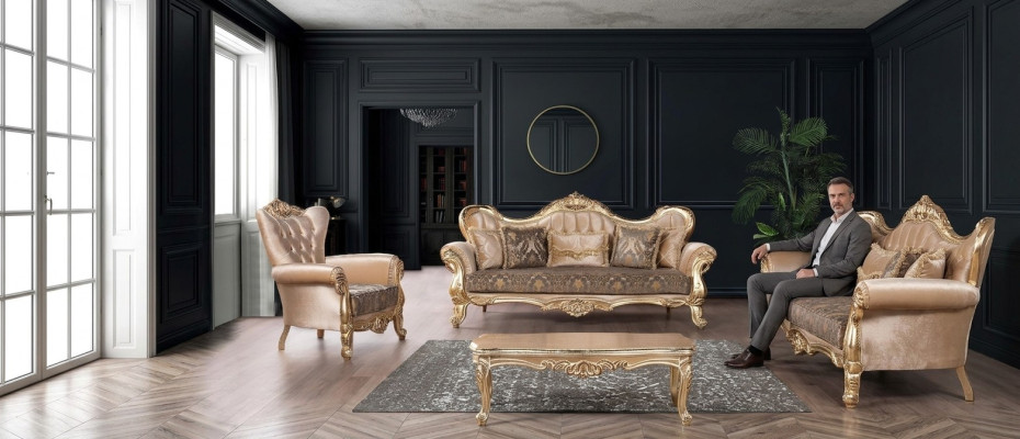 Ensemble de canapés de luxe 3+1 place Fauteuil Canapés Siège Tissu Salon Neuf