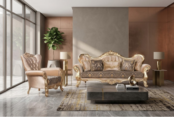 Ensemble de canapés de luxe 3+1 place Fauteuil Canapés Siège Tissu Salon Neuf