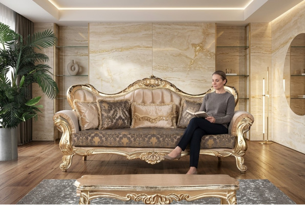 Canapé 3 places Canapés Siège Classique Luxe Textile Salon Trois places neuf