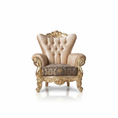 Fauteuil Siège Place Design Salle de séjour Rembourrage nouveau Style Baroque Rococo Luxe Beige