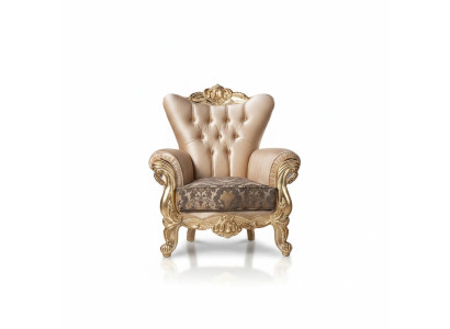 Fauteuil Siège Place Design Salle de séjour Rembourrage nouveau Style Baroque Rococo Luxe Beige