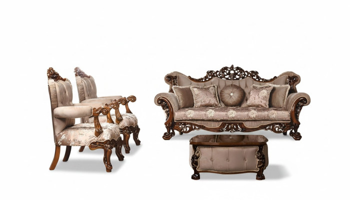 Ensemble canapé 3+1+1, Fauteuil en Tissu de Luxe pour Salon Baroque