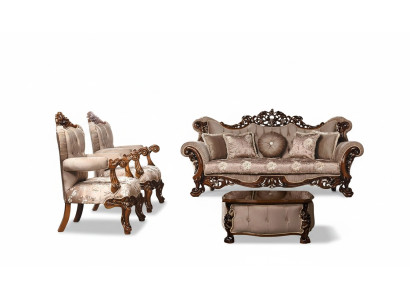 Ensemble canapé 3+1+1, Fauteuil en Tissu de Luxe pour Salon Baroque