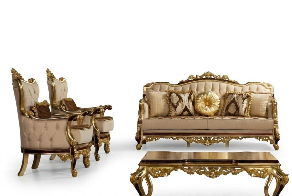 Ensemble de canapés Suite 3+1+1 Canapé Fauteuils Fauteuil Luxueux Ensemble Design Baroque Canapé