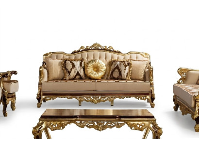 Canapé trois places 3 places Baroque Rococo Luxe Canapé Tissu Textile Design