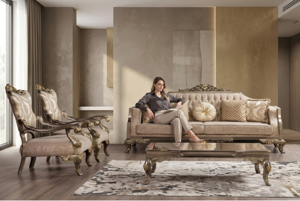 Ensemble de canapé 3+1+1 Canapé Fauteuils Fauteuil en tissu Ensemble de luxe pour salon