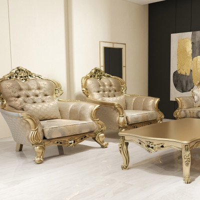 Fauteuil Fauteuil à Ailes Design Rembourrage Canapé Baroque Chesterfield Textile Salon Neuf