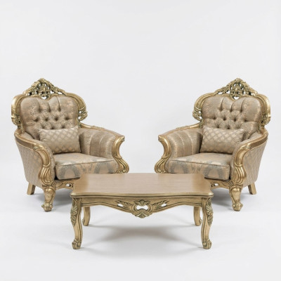 Fauteuil Fauteuil à Ailes Design Rembourrage Canapé Baroque Chesterfield Textile Salon Neuf