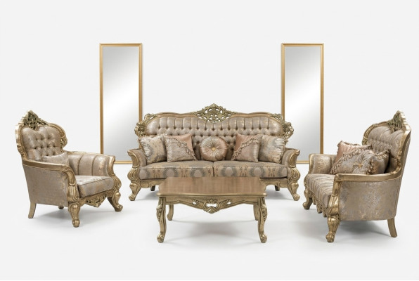 Canapé trois places Classique R style tissu Baroque Salon Nouveau