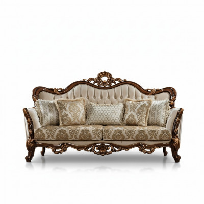 Canapé 3 places Baroque Rococo Tissu Trois Canapés 3 places Salon de luxe Style baroque
