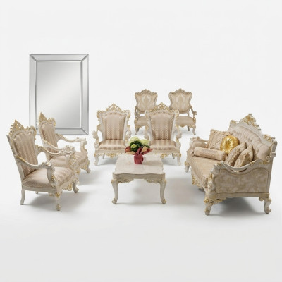 Suite Canapé Fauteuil Ensemble canapés 3+1+1 Seater Set de canapés en tissu Ensemble Baroque
