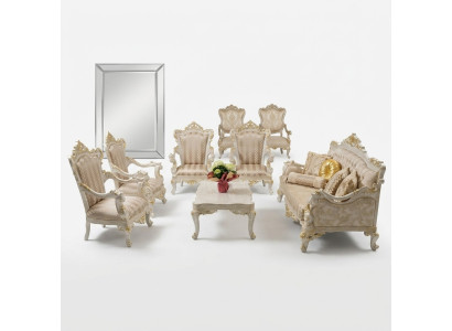 Suite Canapé Fauteuil Ensemble canapés 3+1+1 Seater Set de canapés en tissu Ensemble Baroque