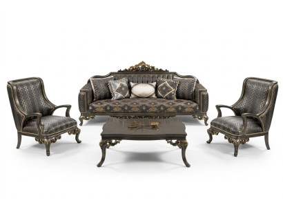 Suite canapé 3+1+1 Table basse Fauteuil Ensemble de canapés Tissu Siège baroque