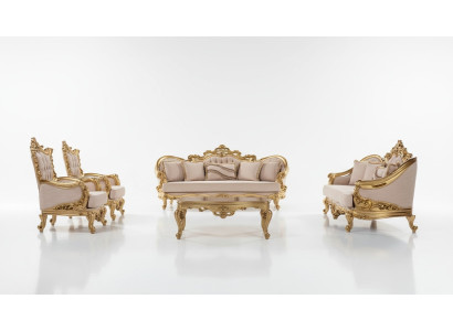 Ensemble de canapé Canapé Table basse Fauteuil Ensemble de canapés Tissu Baroque Siège 5 pièces. nouveau