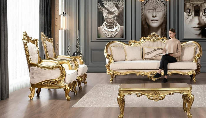 Ensemble de canapé Sofa Suite 3+1+1 Fauteuil grand canapé Ensemble de canapés Canapé en tissu Baroque neuf