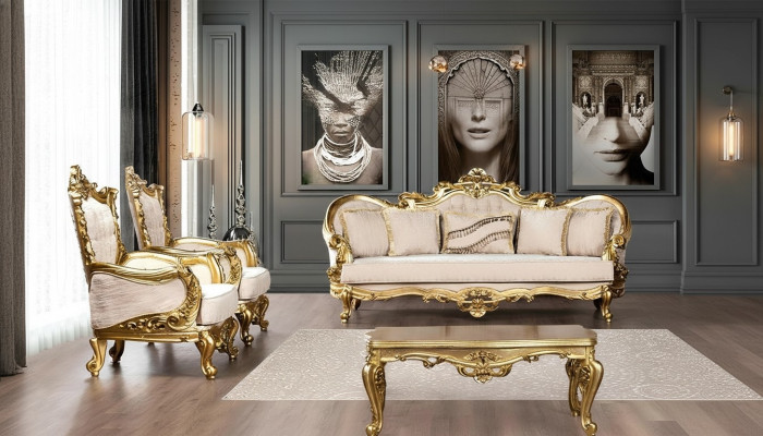 Ensemble de canapé Sofa Suite 3+1+1 Fauteuil grand canapé Ensemble de canapés Canapé en tissu Baroque neuf