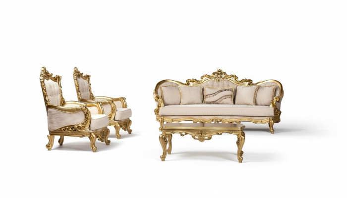 Ensemble de canapé Sofa Suite 3+1+1 Fauteuil grand canapé Ensemble de canapés Canapé en tissu Baroque neuf