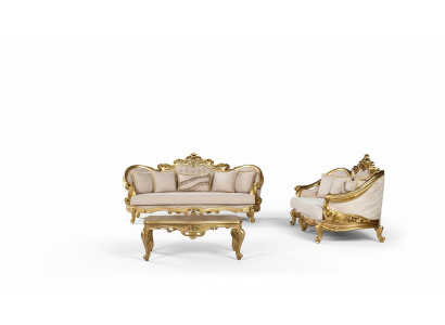 Ensemble de canapé de luxe 3+3 places Fauteuil Canapés Ensemble de tissu de groupe de sièges baroques