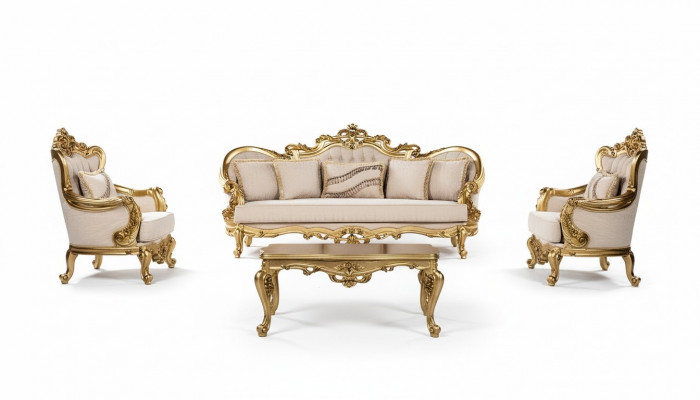 Canapé 3 places Tissu Trois canapés de style baroque de luxe pour le salon Baroque nouveau