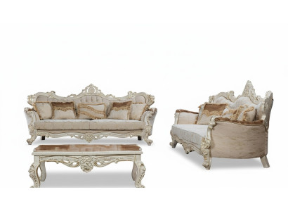 Ensemble de canapés 3+3 places Suite Canapé Canapés Fauteuil Siège Tissu Ensemble Baroque Groupe