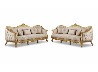 Ensemble de canapés 3+3 places Canapé Canapés Fauteuil Siège Suite Tissu Salon Baroque