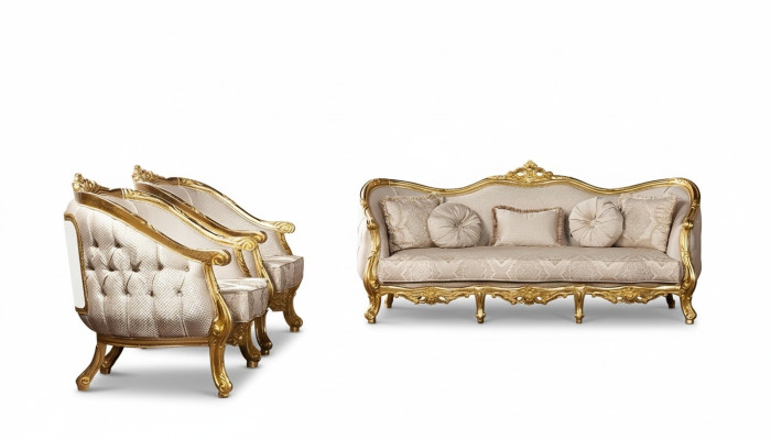 Ensemble de canapés baroques 3+1+1 Chesterfield Sofa Canapé Fauteuil Canapé Suite
