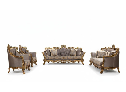 Ensemble de luxe complet de 5 pièces comprenant un canapé 3 places, un canapé 3 places, un canapé 1 place, une table basse, un canapé et un fauteuil.