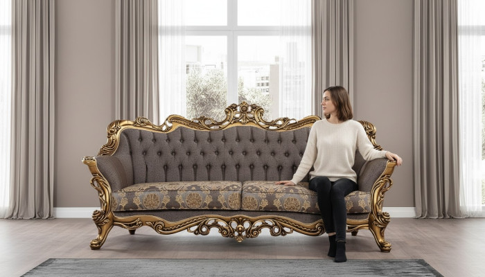 Canapé 3 places Canapé triple 3 places Canapé Canapés Fauteuil Siège Tissu Style baroque