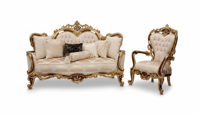 Ensemble de canapé 3+1 places Canapé Fauteuil Canapé Suite de luxe Groupe de tissu Baroque