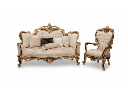 Ensemble de canapé 3+1 places Canapé Fauteuil Canapé Suite de luxe Groupe de tissu Baroque