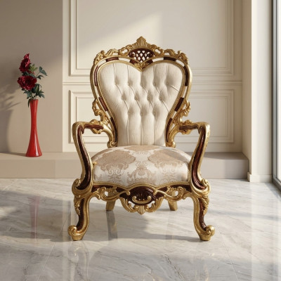 Fauteuil à aile Fauteuil de luxe Design Tissu Canapé Chesterfield Or neuf