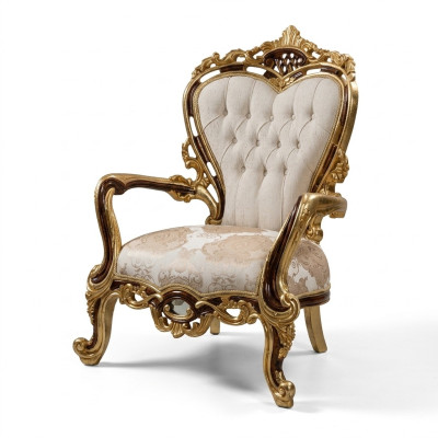 Fauteuil à aile Fauteuil de luxe Design Tissu Canapé Chesterfield Or neuf