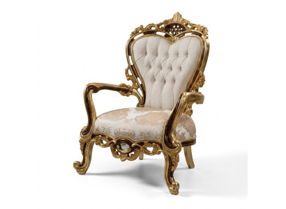 Fauteuil à aile Fauteuil de luxe Design Tissu Canapé Chesterfield Or neuf