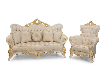 Groupe de canapés de luxe 3+1 places en tissu Suite Canapé Canapés Fauteuil Baroque neuf
