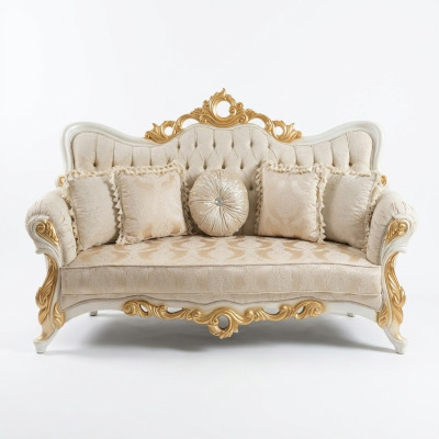 Trois canapé de trois places Canapé baroque rococo canapés divan tissu style baroque siège