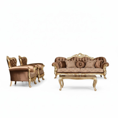Ensemble de canapés 3+1+1 places, suite de luxe Baroque pour salon avec canapé et fauteuils.