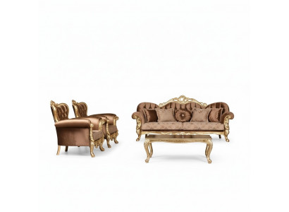 Ensemble de canapés 3+1+1 places, suite de luxe Baroque pour salon avec canapé et fauteuils.