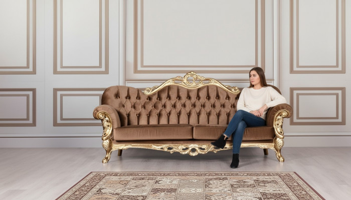 Canapé trois places de luxe, canapé baroque rococo à trois places, canapé fauteuil canapés fauteuil en tissu style mobilier