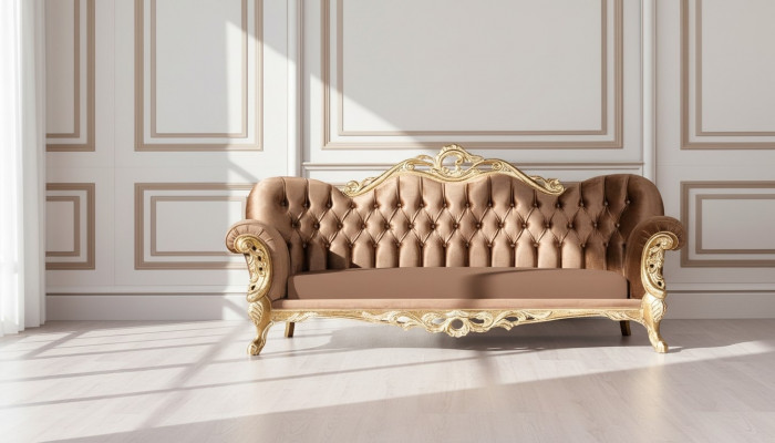 Canapé trois places de luxe, canapé baroque rococo à trois places, canapé fauteuil canapés fauteuil en tissu style mobilier