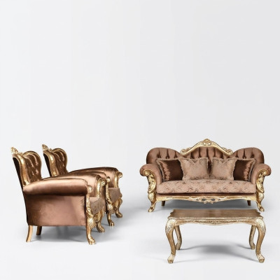 Fauteuil à ailes Fauteuil Baroque Canapé Rembourrage Chesterfield Siège Textile neuf