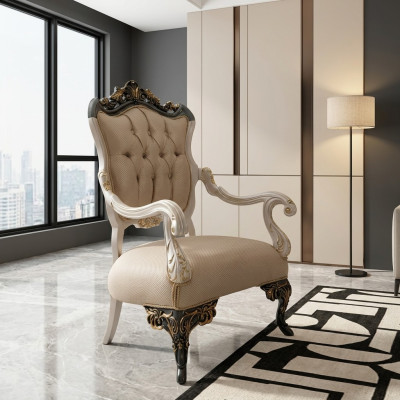 Fauteuil à oreilles Conception de fauteuil Rembourrage Canapé Tissu Baroque Salon Siège en tissu