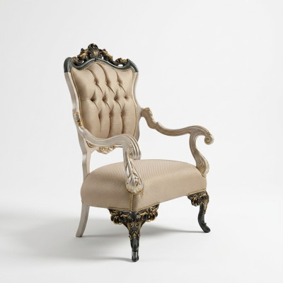 Fauteuil à oreilles Conception de fauteuil Rembourrage Canapé Tissu Baroque Salon Siège en tissu