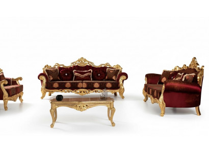 Ensemble de canapé 3+3 places Set de luxe Trois places Ensemble de canapés en tissu Groupe baroque
