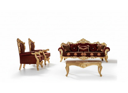 Suite Canapés Fauteuil Canapé ensemble 3+1+1 places Tissu de luxe Salle de séjour baroque